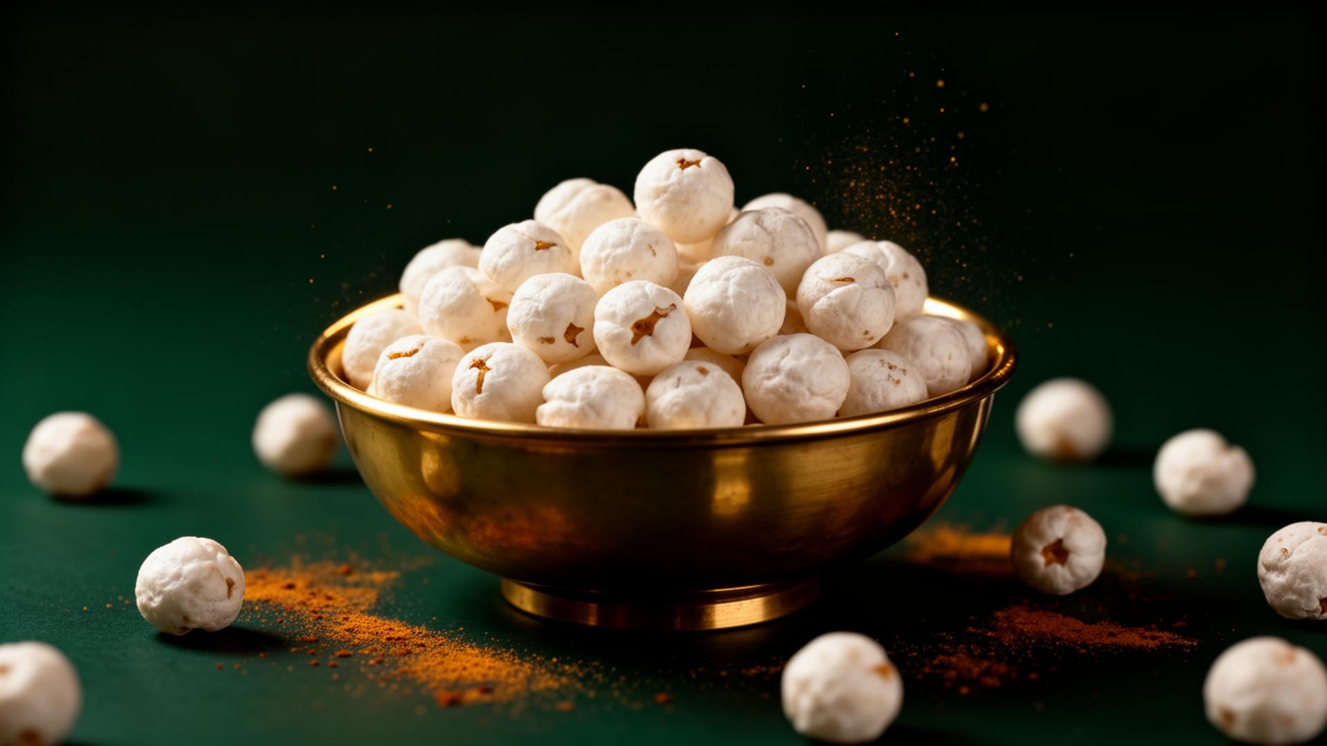 Brass bowl of premium Forest Fresh Co. Makhana